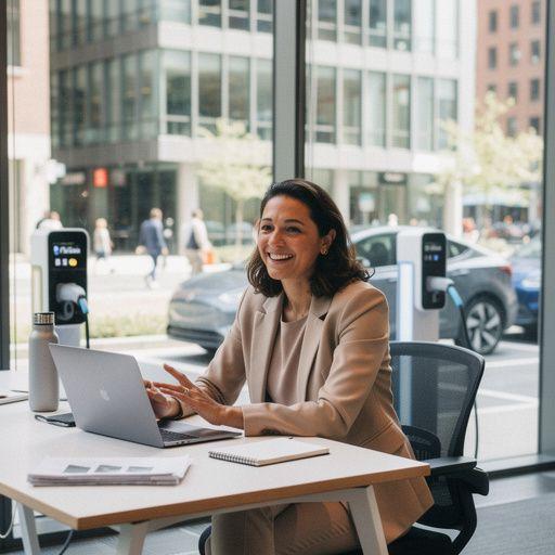 Menschen laden ihre Elektroautos an einer zentralen Ladestation in Wien